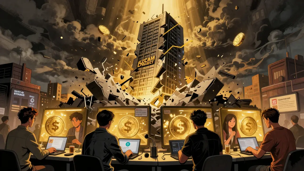 Разрушающаяся мошенническая сеть против живого децентрализованного рынка, использующего утилитарные токены.