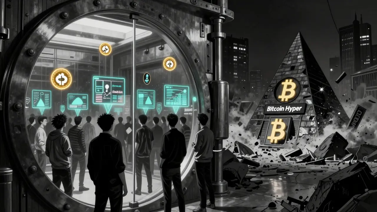 Будущий кошелек с ликвидным стейкингом, позади — рушащаяся пирамида.