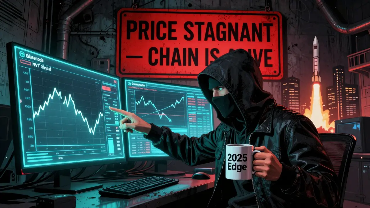 Хакер в подвале анализирует данные с Glassnode и CoinGecko, предсказывая рост AAVE.