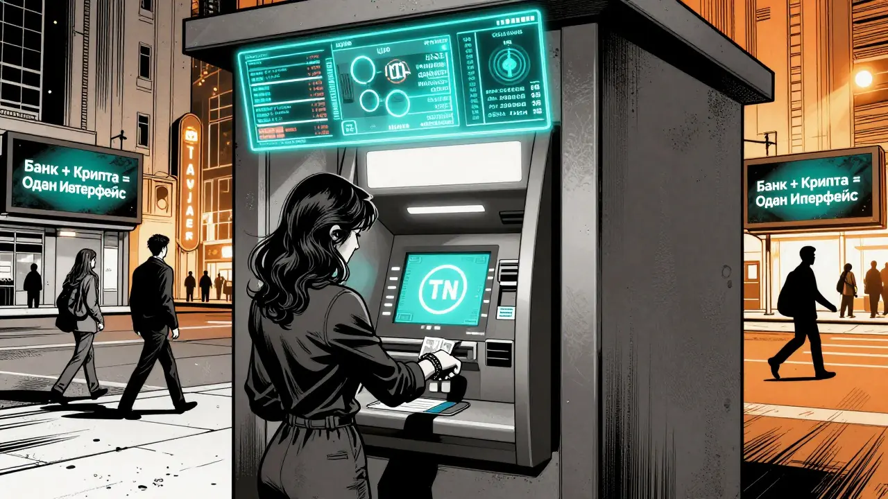 Единый терминал в России, где можно снять рубли и отправить TON — банк и крипта в одном интерфейсе.