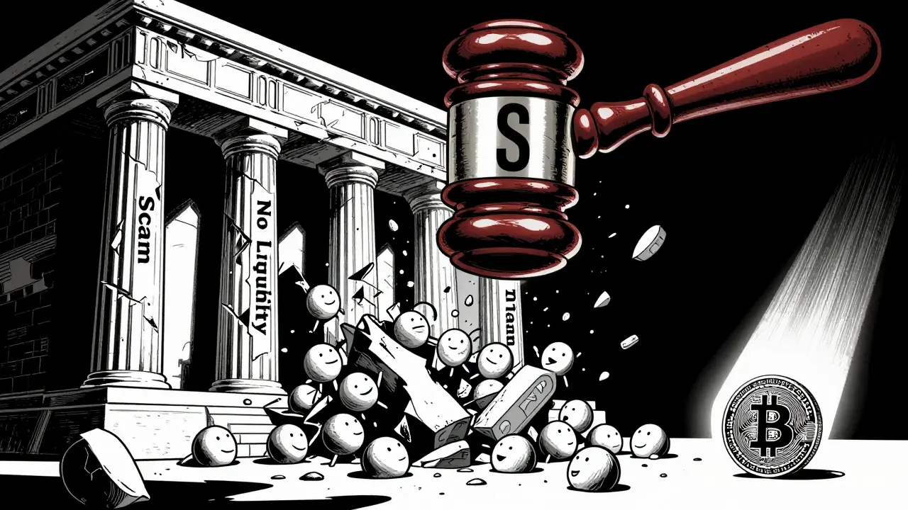 Храм блокчейна рушится под ударами регуляторов, в то время как Биткоин и Эфириум остаются нетронутыми.