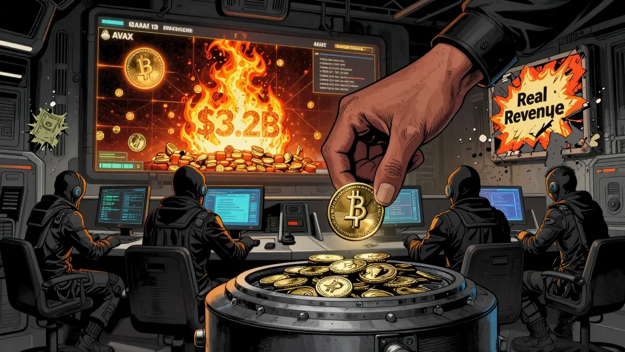 Контрольная комната: AVAX сжигает токены, а мемкоины погибают в огне, пока реальные доходы растут.