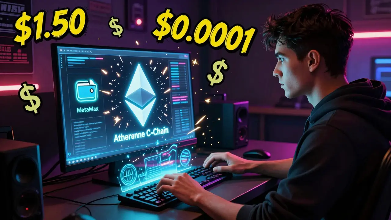 Разработчик видит, как Ethereum разрушается, а Avalanche появляется на экране с падающими ценами газа.