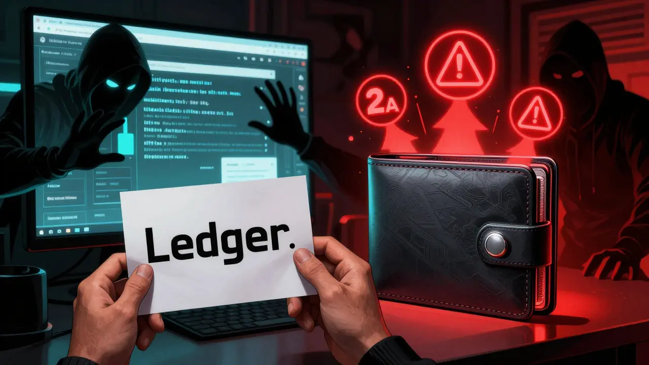 Человек держит бумажную seed-фразу, а хакеры пытаются украсть её через фишинговые экраны.