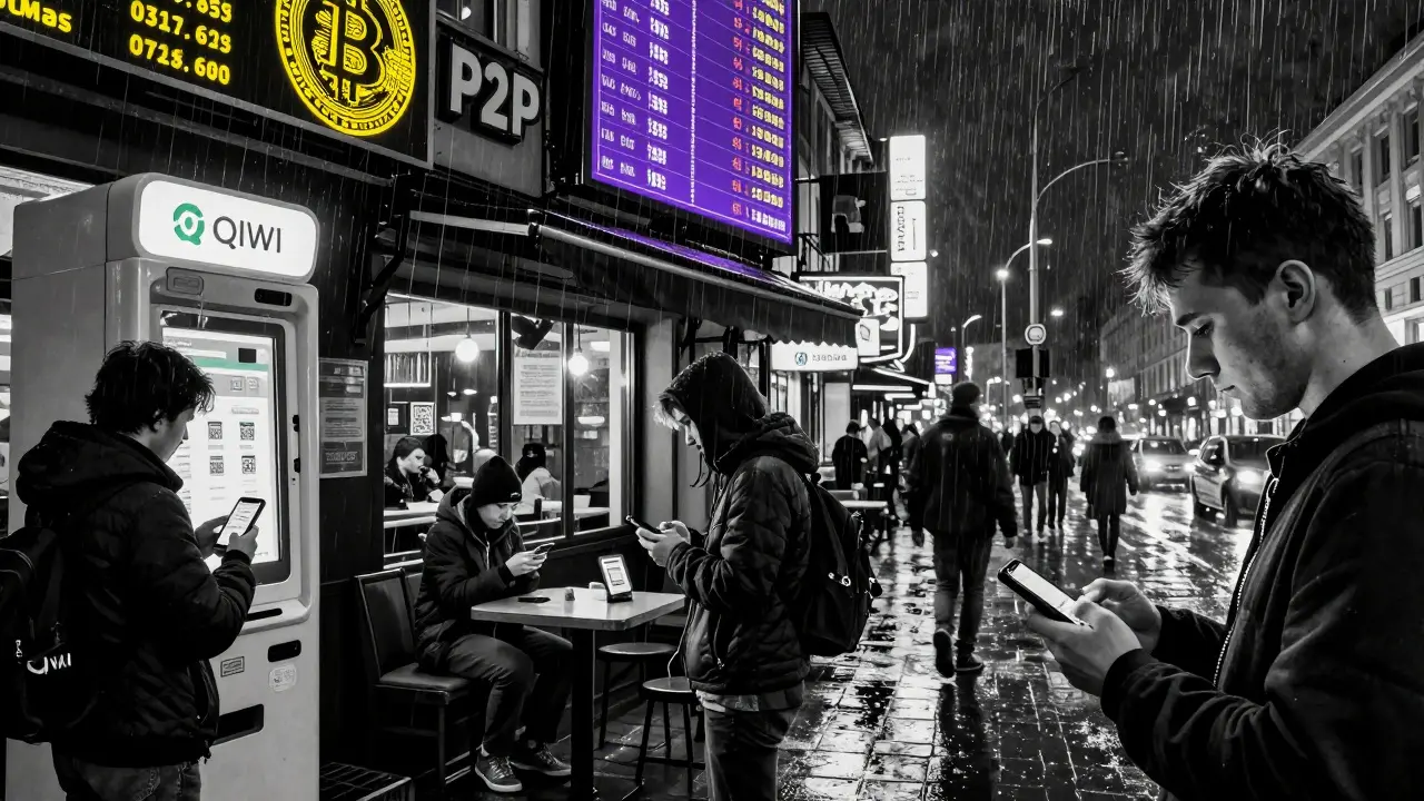 Люди по всей Москве совершают P2P-сделки: через терминалы, QR-коды и приложения — город оживает в цифровой революции.