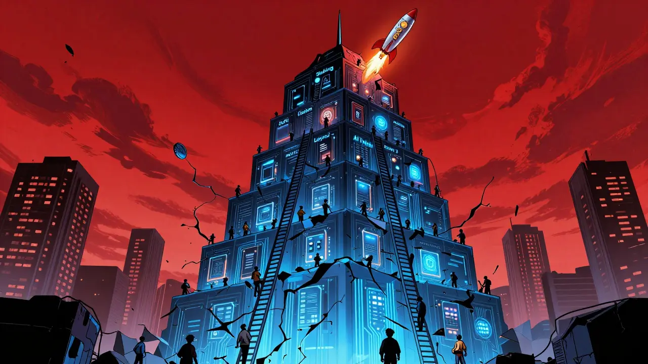 Альткоин-небоскрёб растёт над треснувшим фундаментом Биткоина с ракетой 2026.