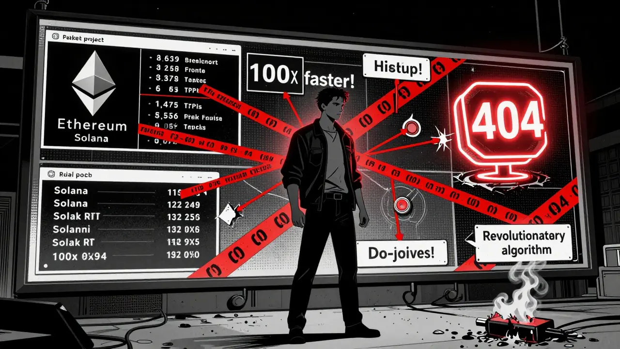 Анализатор сравнивает реальные данные блокчейна с ложными заявлениями мошеннического проекта.