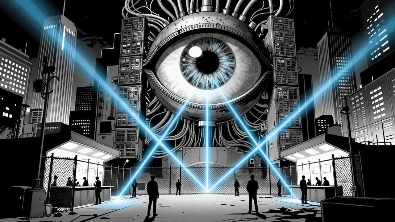 Огромный глаз слежки наблюдает за городом финансистов